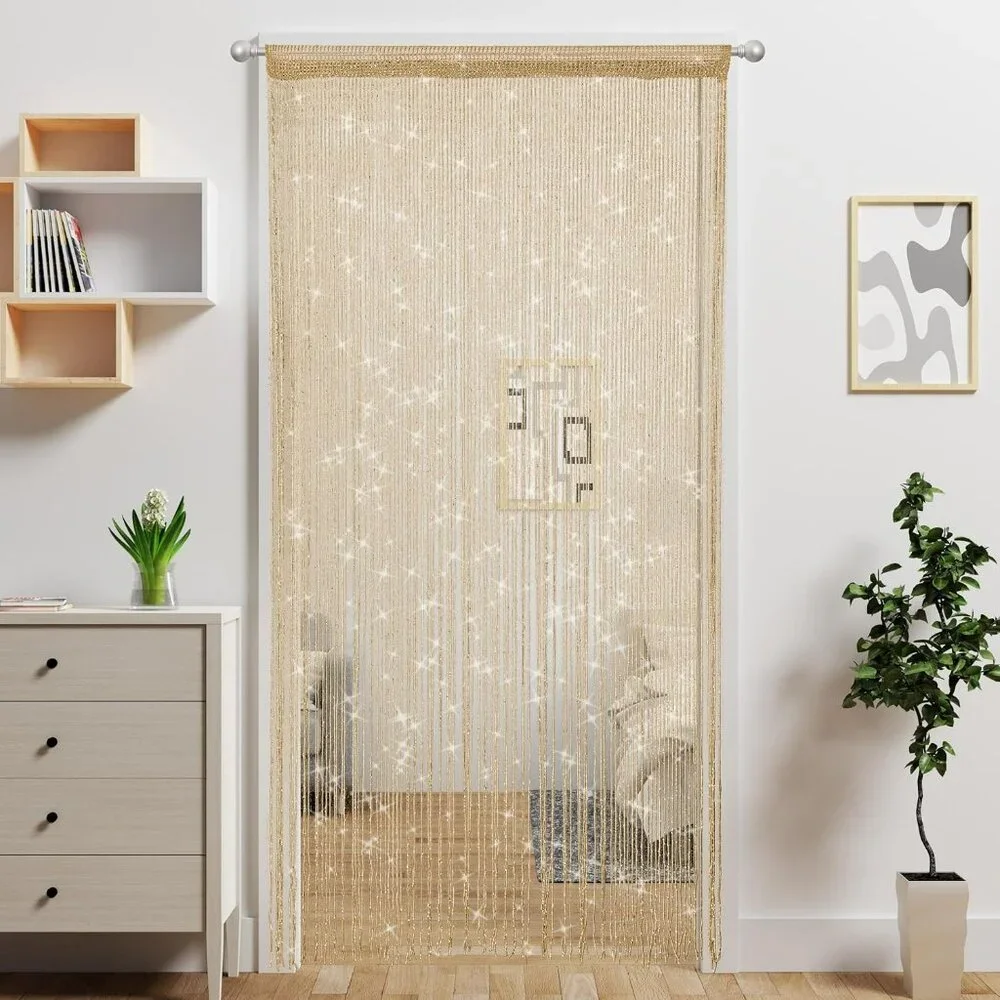 Boho Door Curtain Doorway Beads Curtain Hanging Room Divider Beaded Decor Hippie